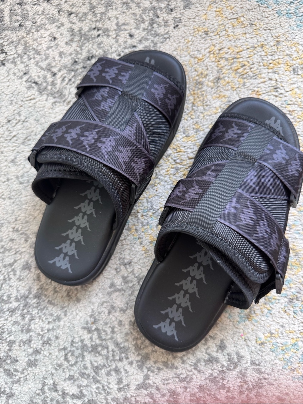 Men Kappa Black Logo Banda Slide Sandals